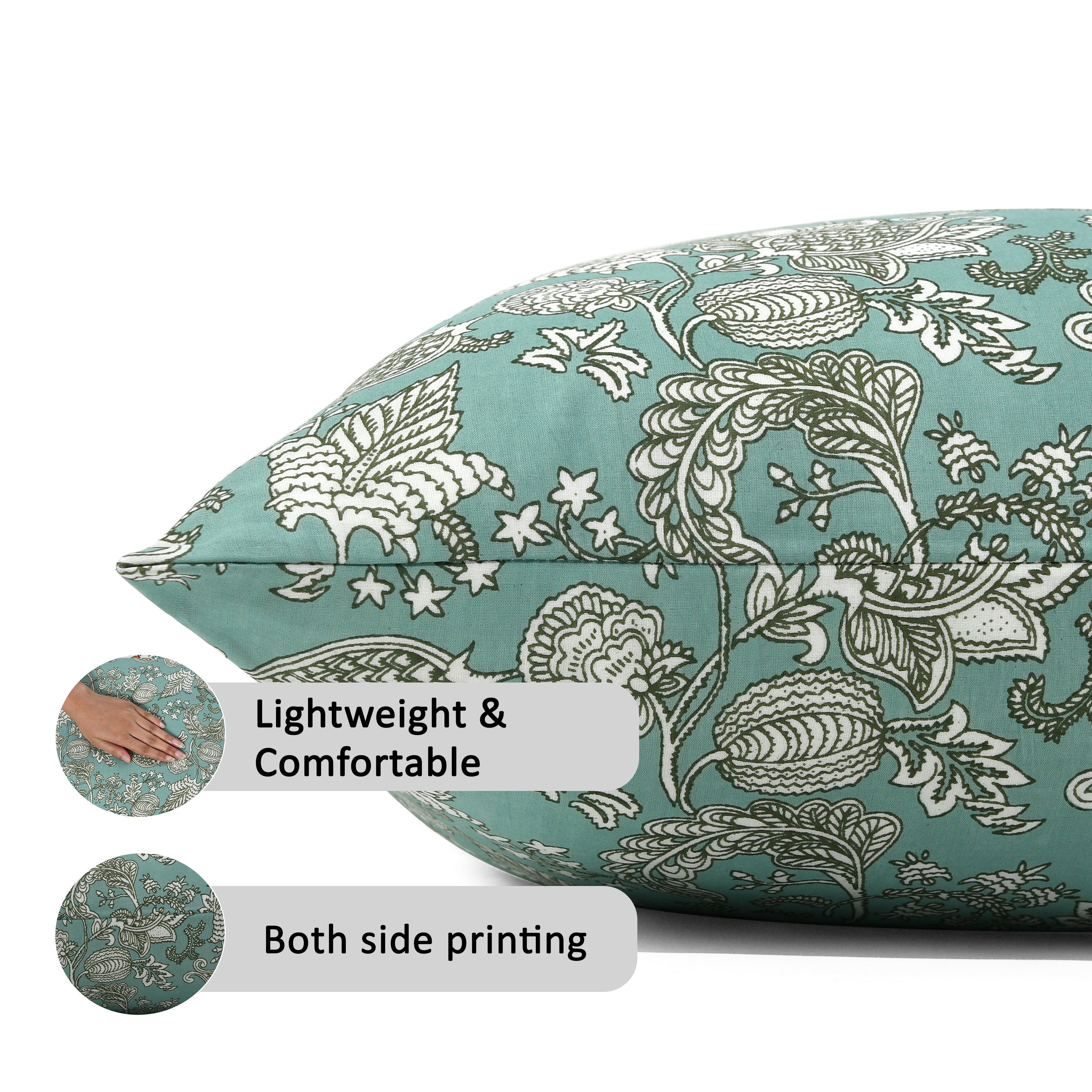 Reversible boho pillow covers with double-sided print design