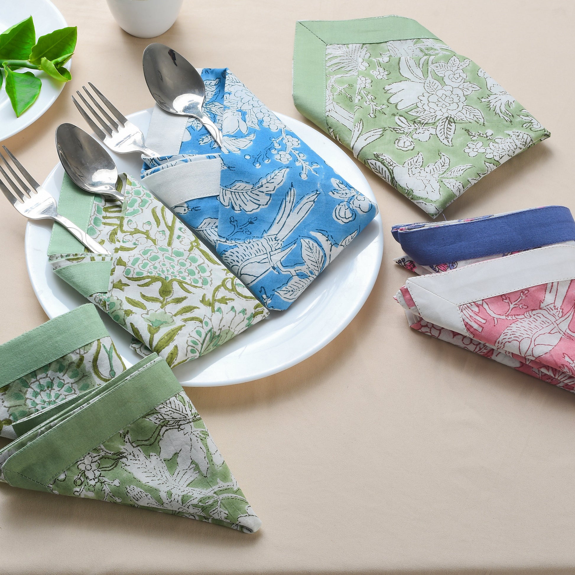 Cotton Cloth Napkins - Plain Border Mix