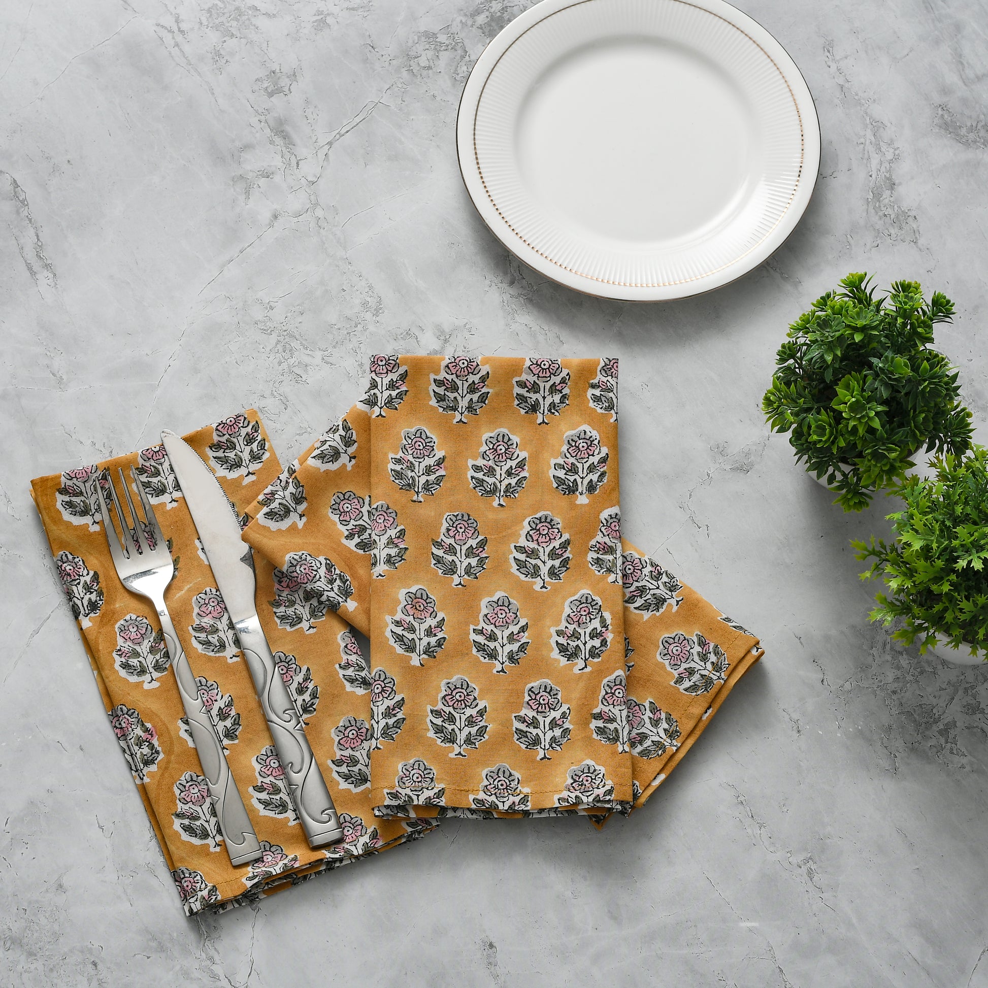 Cotton Cloth Napkins - Yellow Citrine