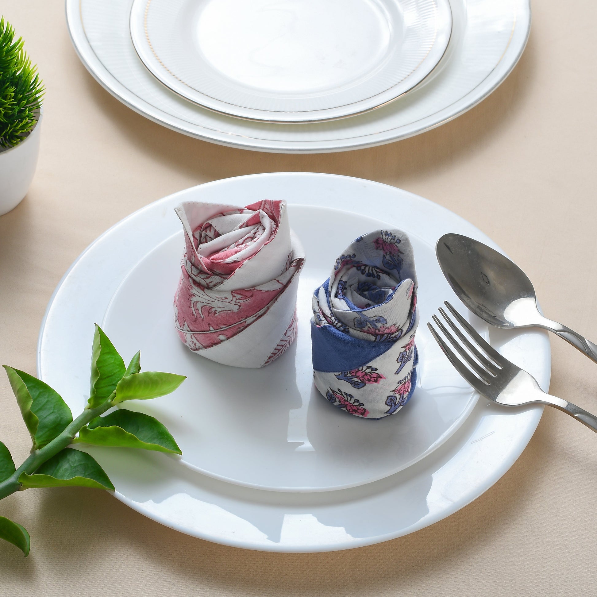 Cotton Cloth Napkins - Plain Border Mix