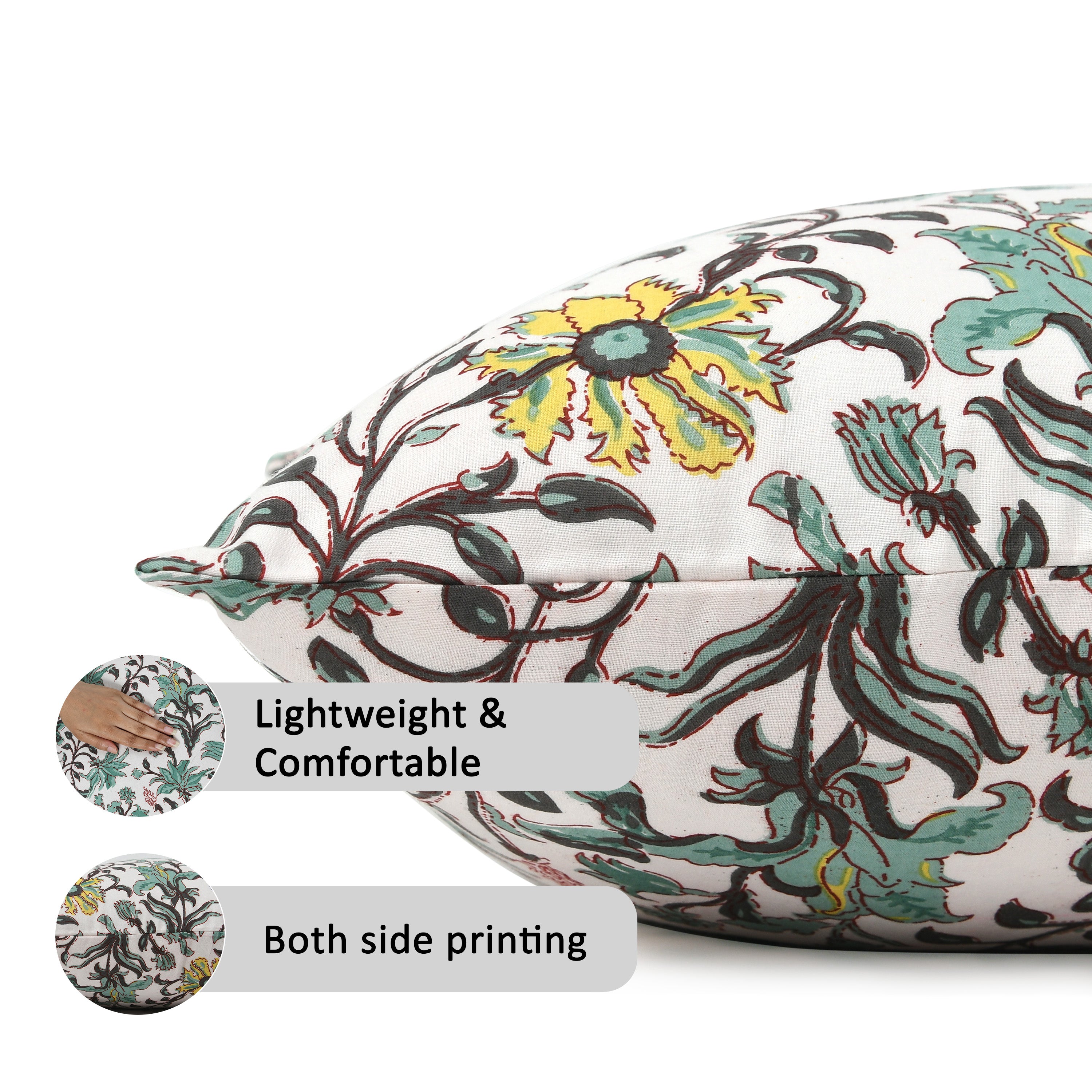 Reversible boho pillow covers with double-sided print design