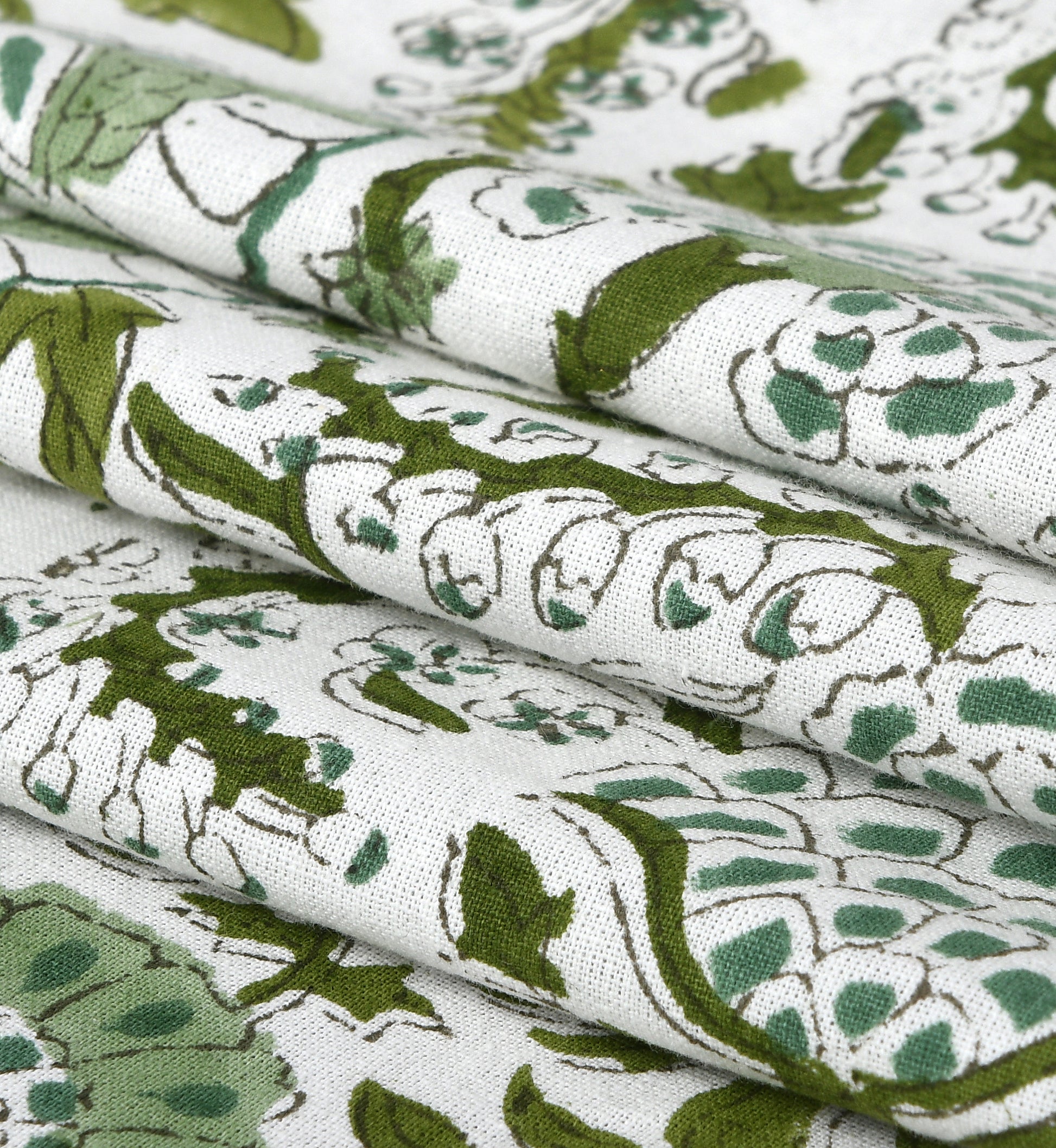 Cotton Block Print Table Runner - Agate Green