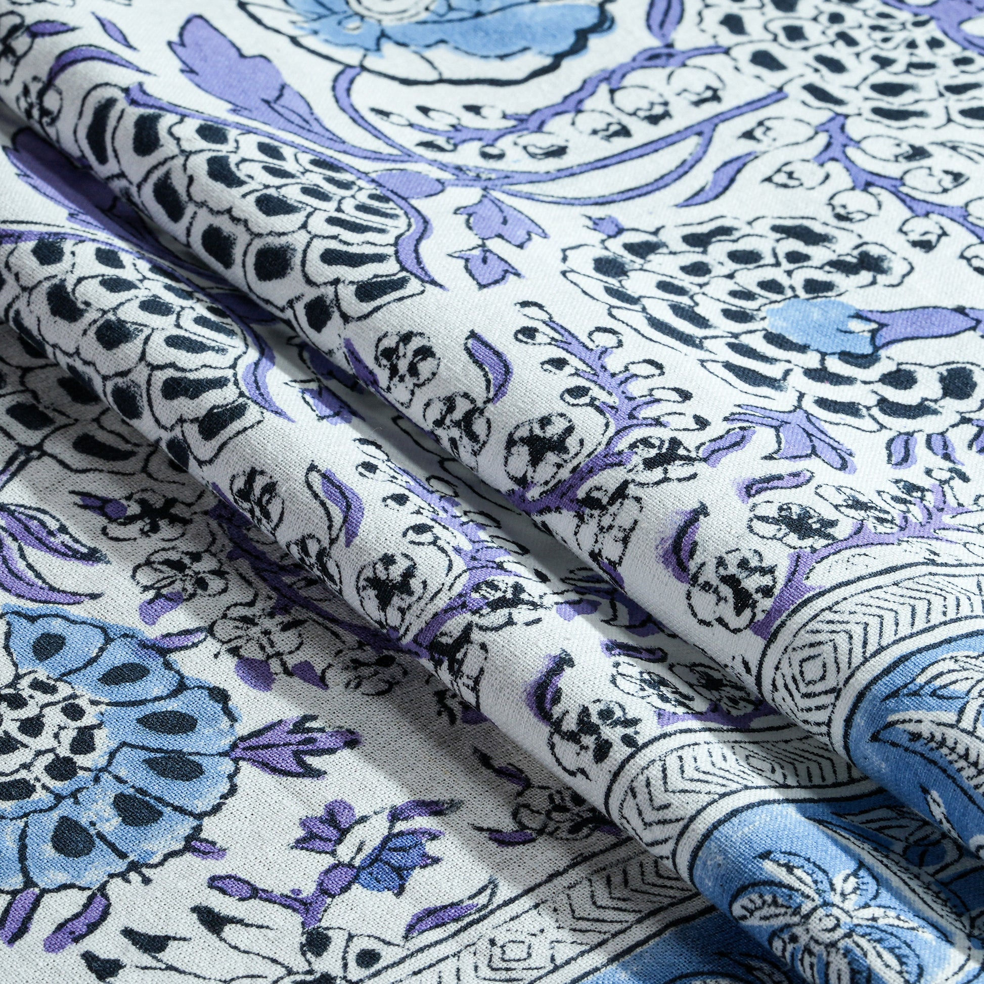 Cotton Block Print Table Runner - Indigo Blue