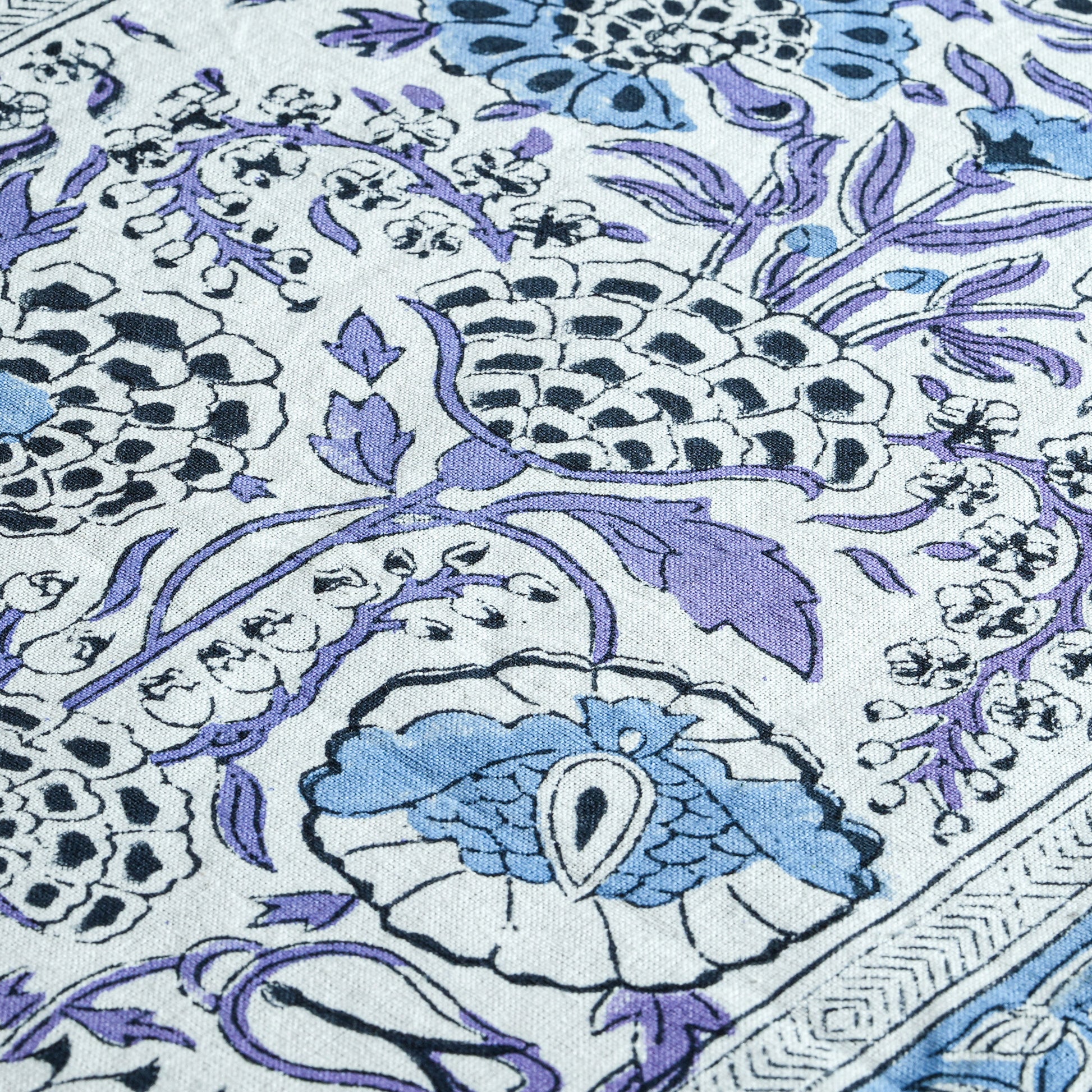 Cotton Block Print Table Runner - Indigo Blue