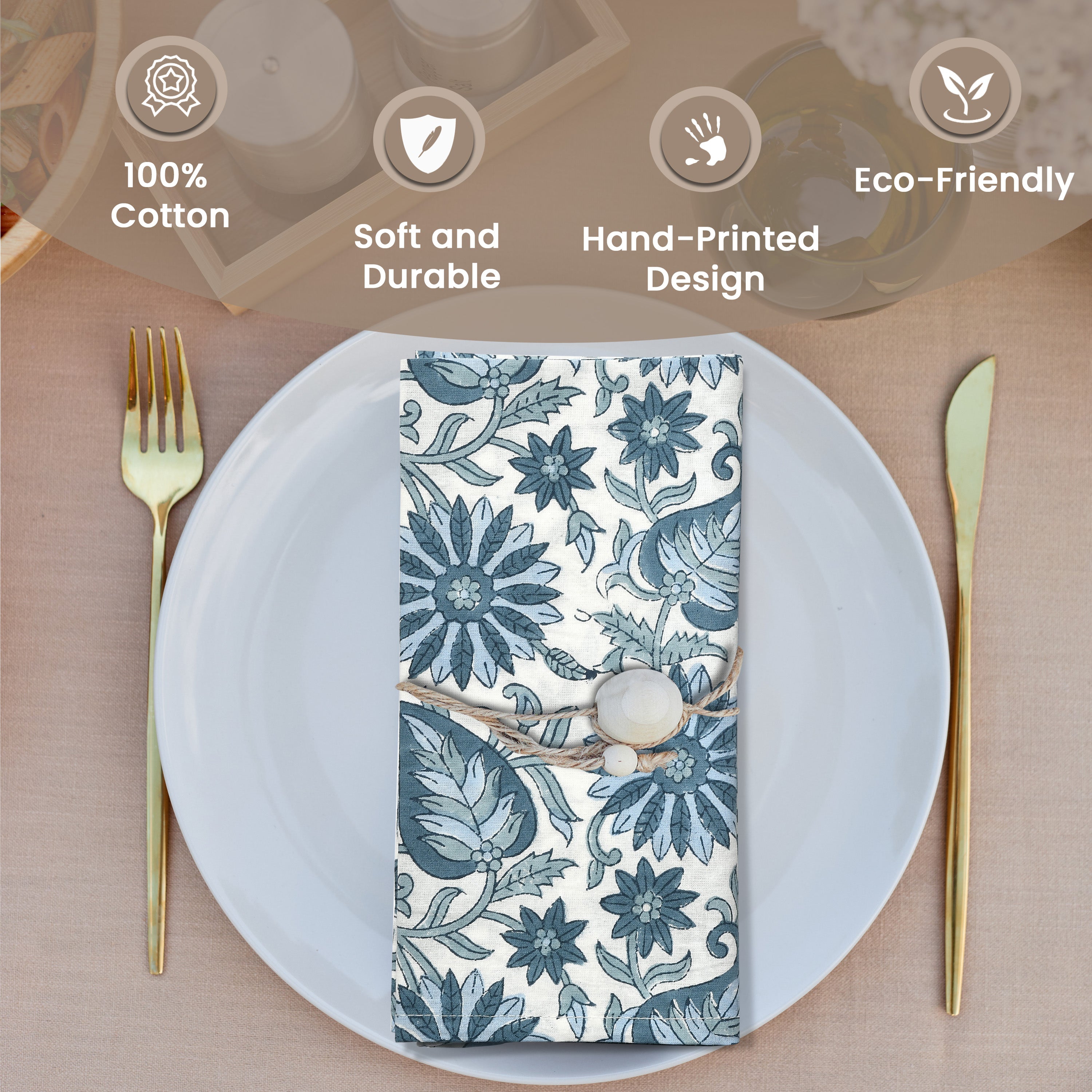 Cotton Cloth Napkins - Blue Color