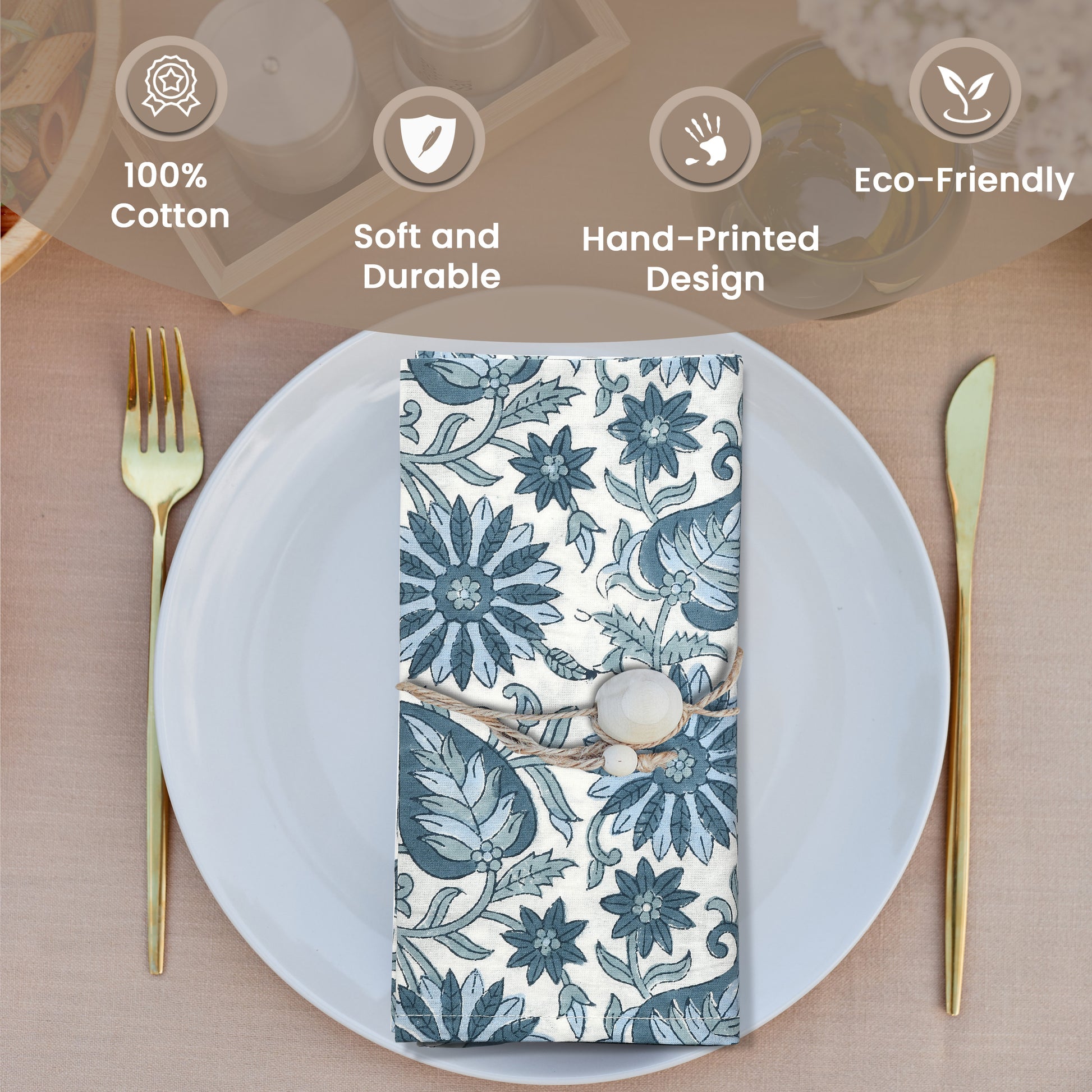 Cotton Cloth Napkins - Blue Color