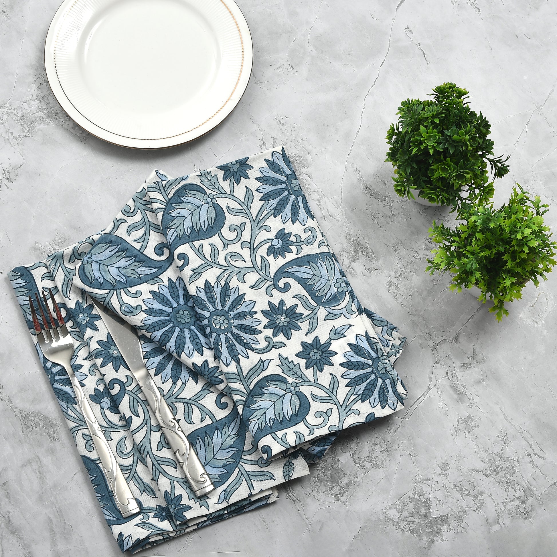 Cotton Cloth Napkins - Blue Color