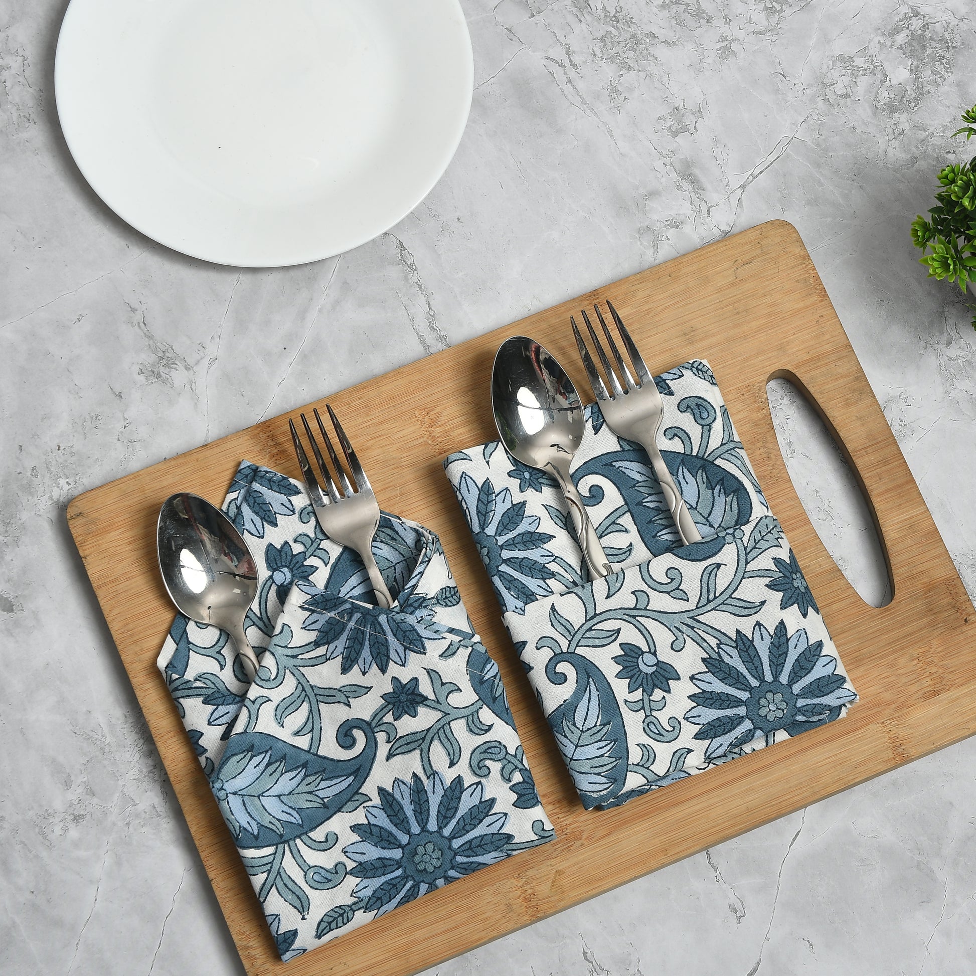 Cotton Cloth Napkins - Blue Color