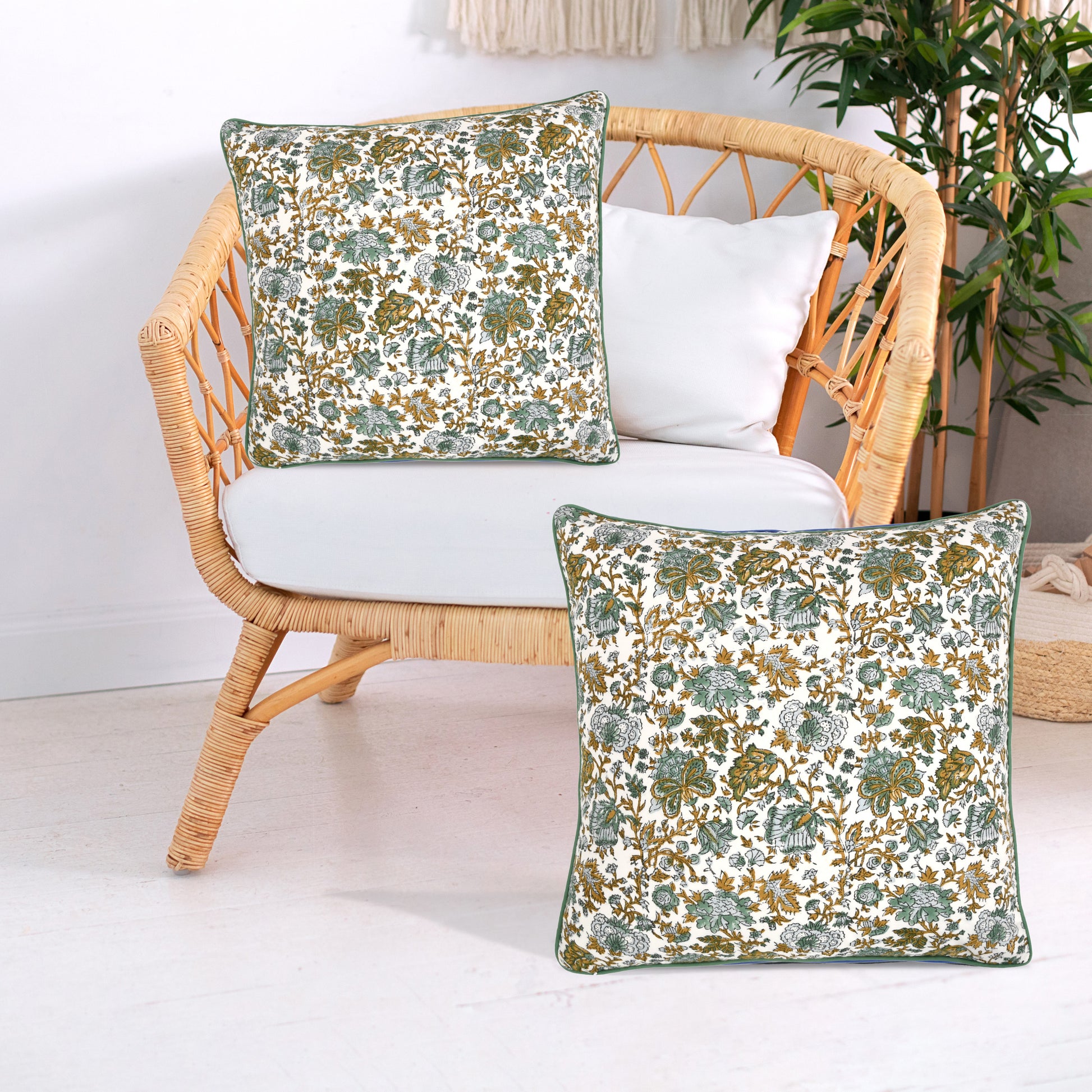Piping Throw Pillow Covers - Topaz Blue (Set of 2)