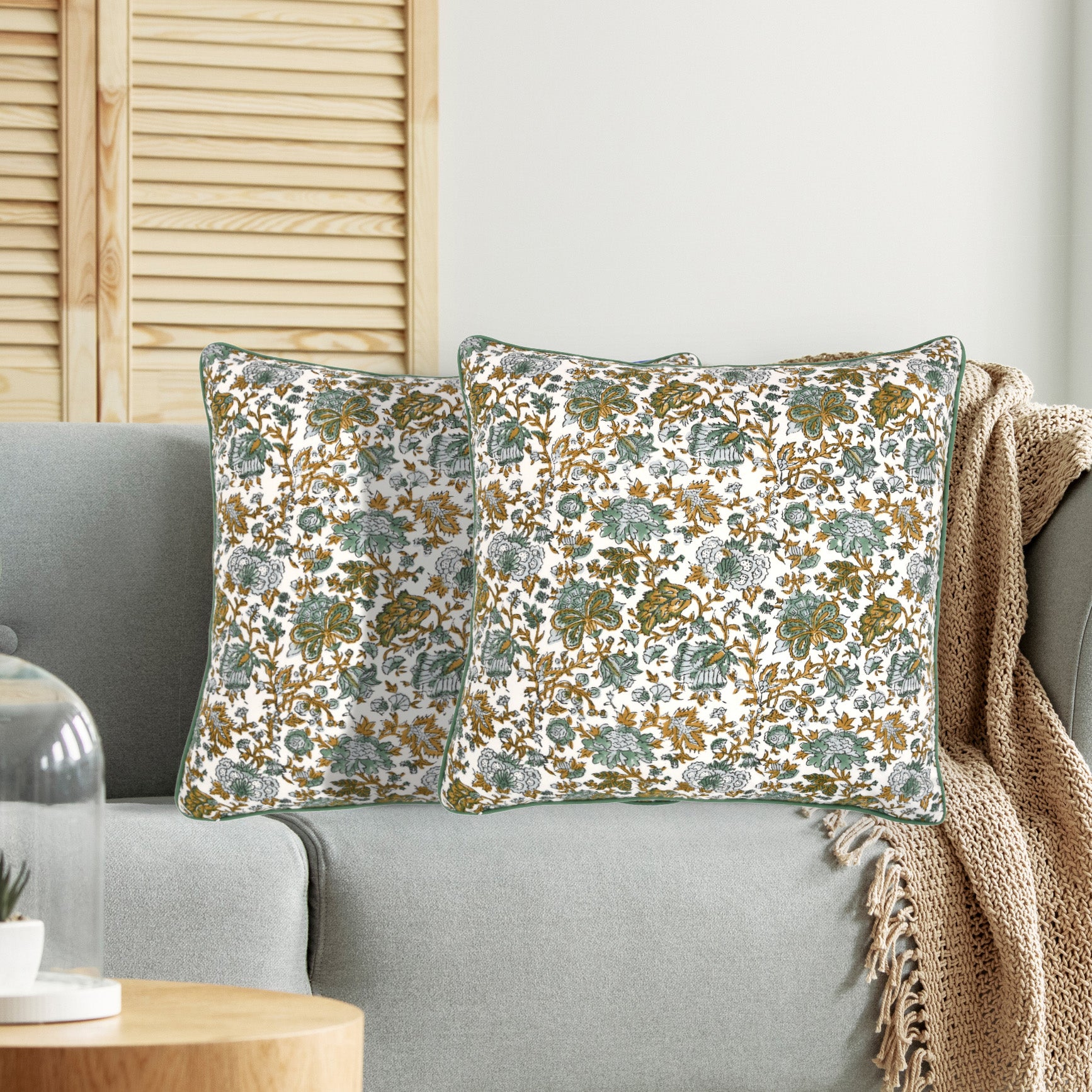 Piping Throw Pillow Covers - Topaz Blue (Set of 2)