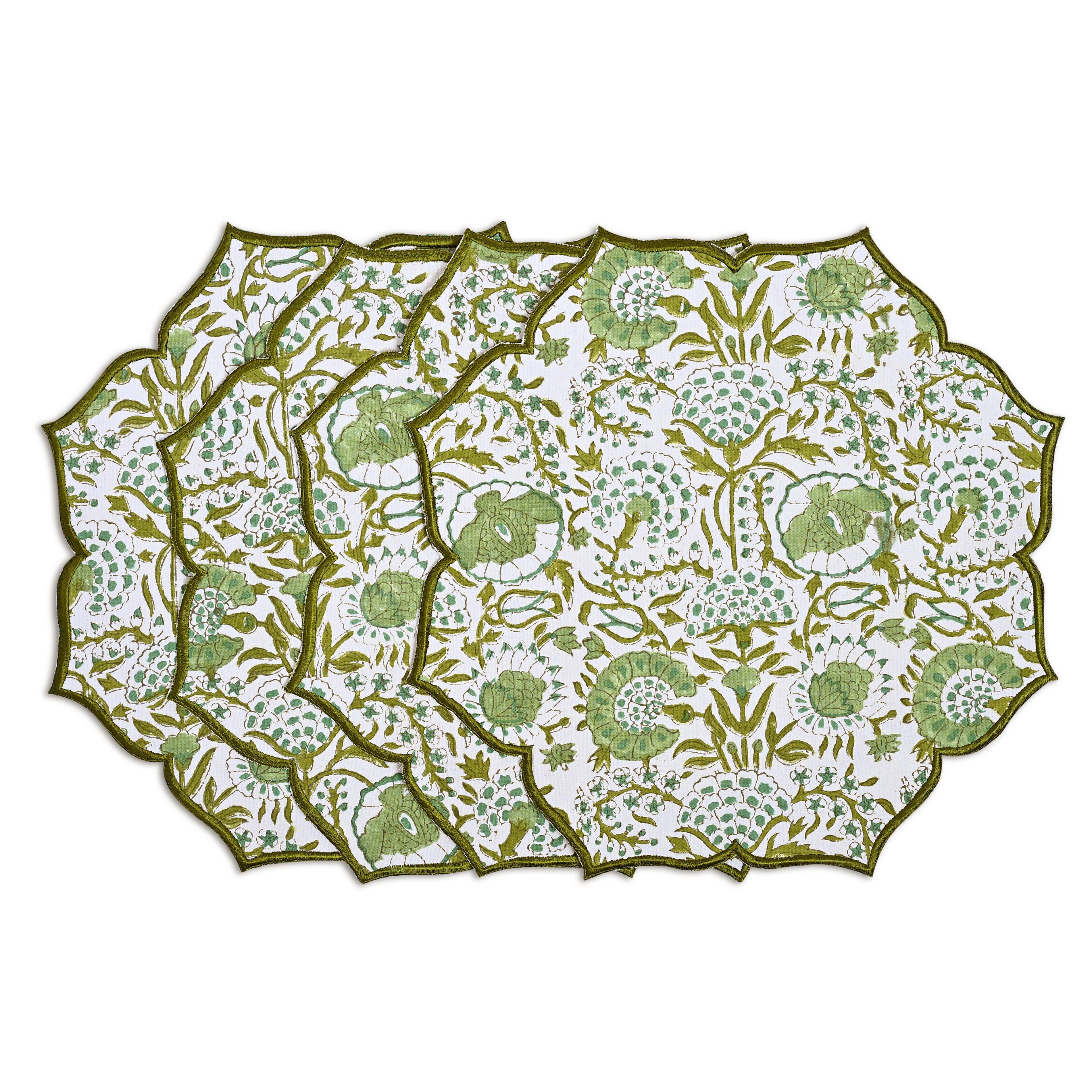 set of 4 Soft earthy green placemat with vintage charm