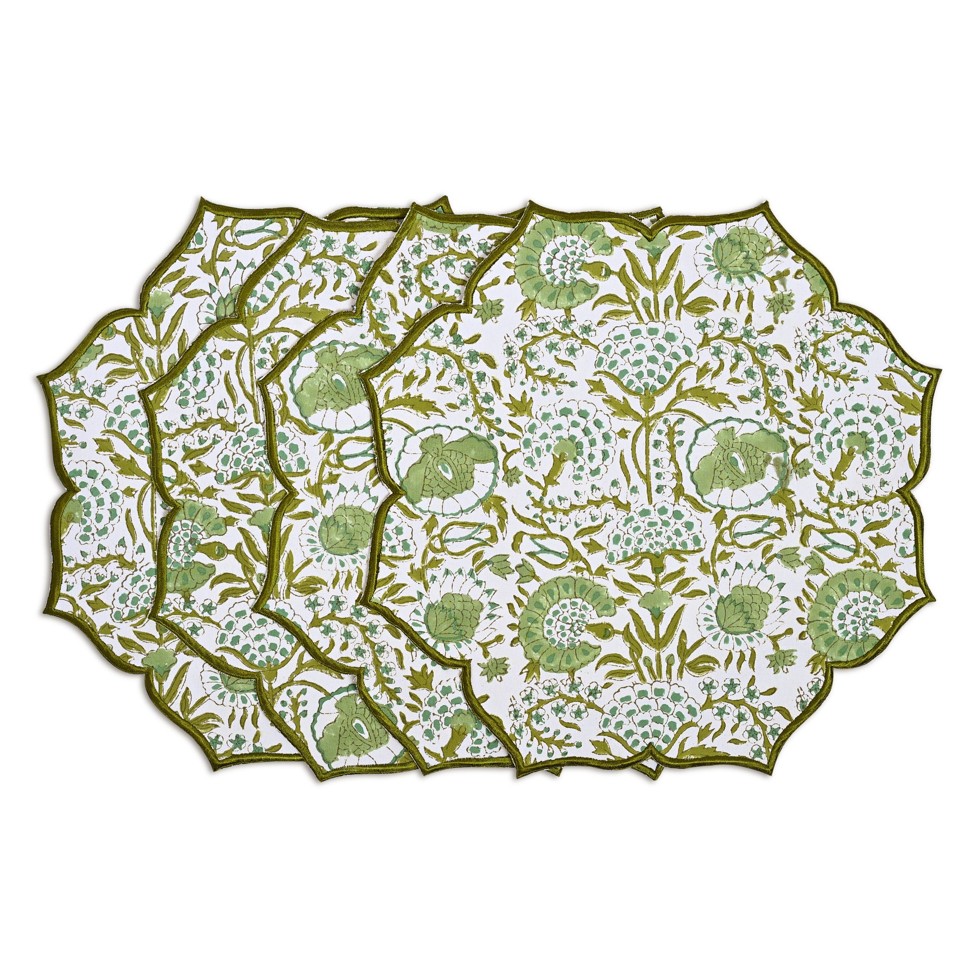 set of 4 Soft earthy green placemat with vintage charm
