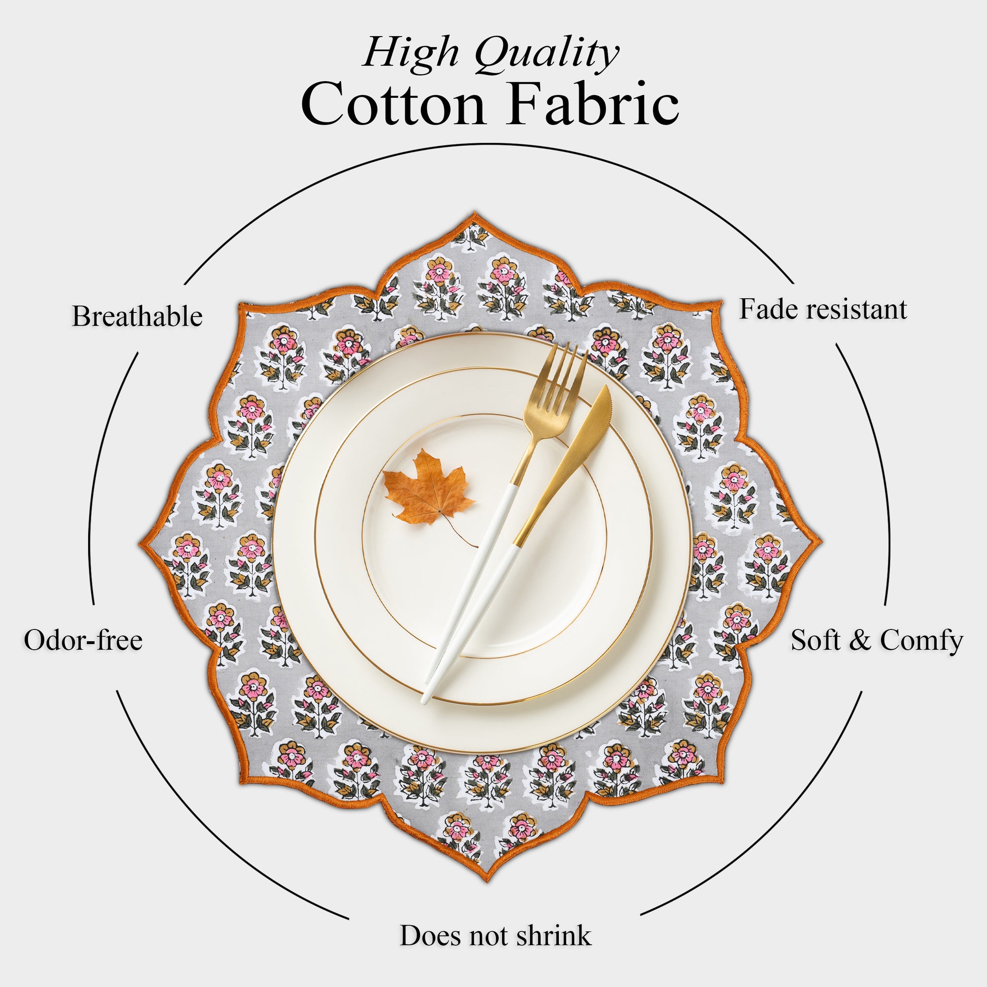 Understated elegance with labra gray scalloped cotton placemat