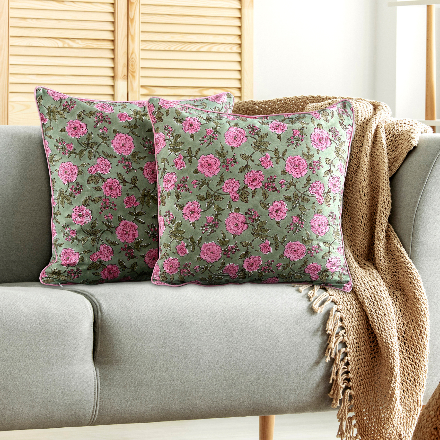Piping Throw Pillow Covers - Pink Tourmaline (Set of 2)