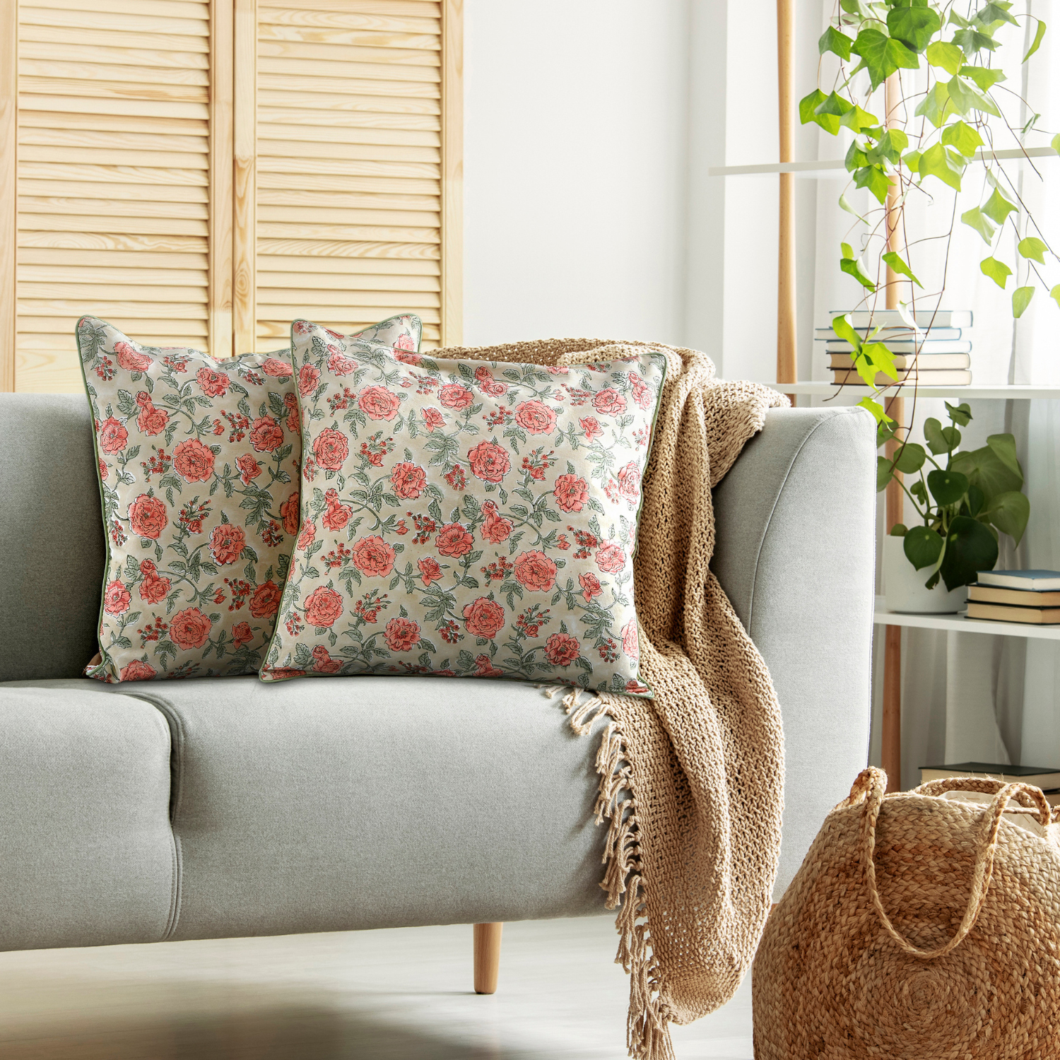Piping Throw Pillow Covers - Fire Opal (Set of 2)