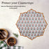 Cool-toned placemat with soft texture and embroidery