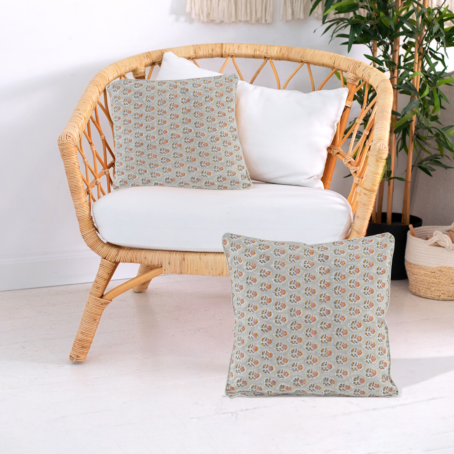 Piping Throw Pillow Covers - Labra Gray (Set of 2)