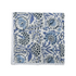Single flat lay of blue and white floral cotton napkin.