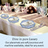 Scalloped edge detail on deep blue cotton placemat