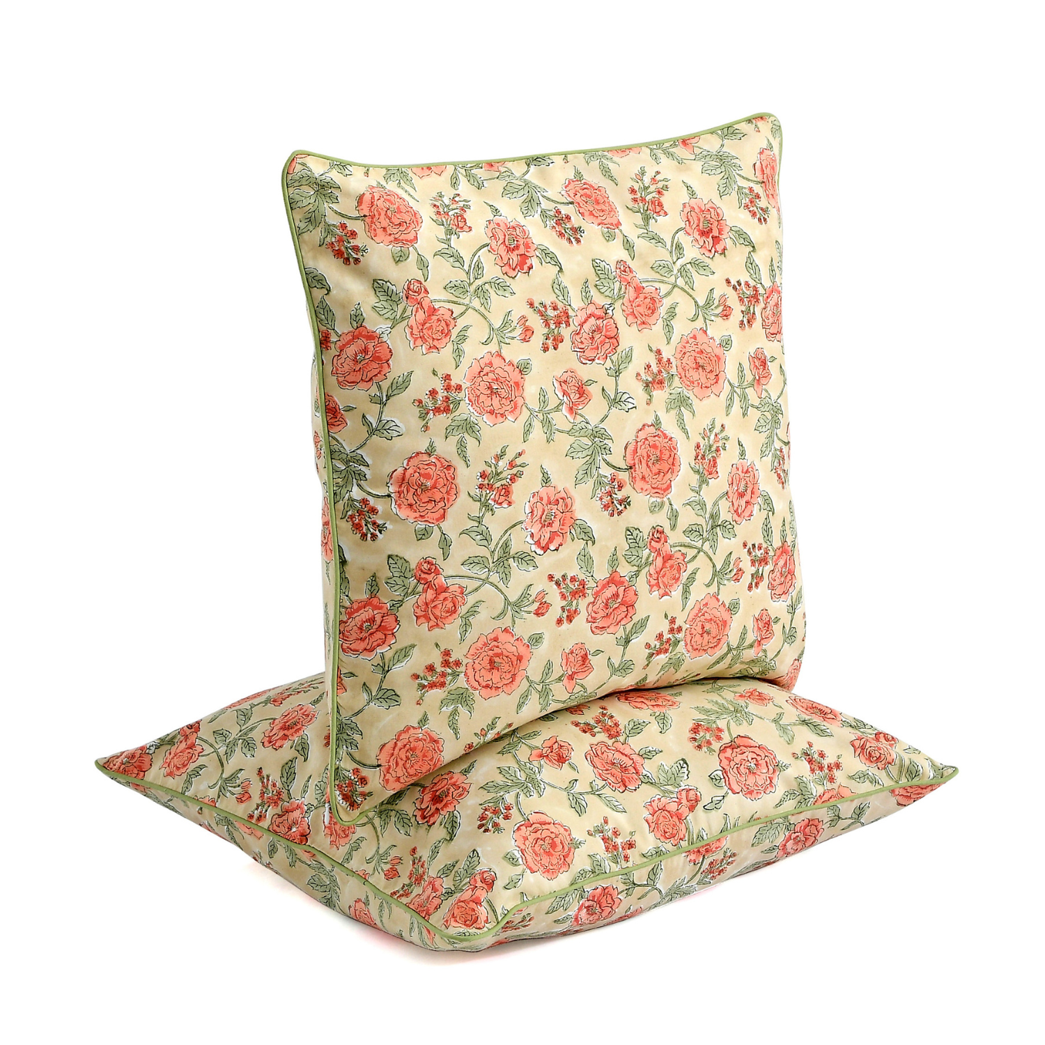 Piping Throw Pillow Covers - Fire Opal (Set of 2)