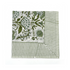 Green botanical block-printed cotton napkin in close-up.