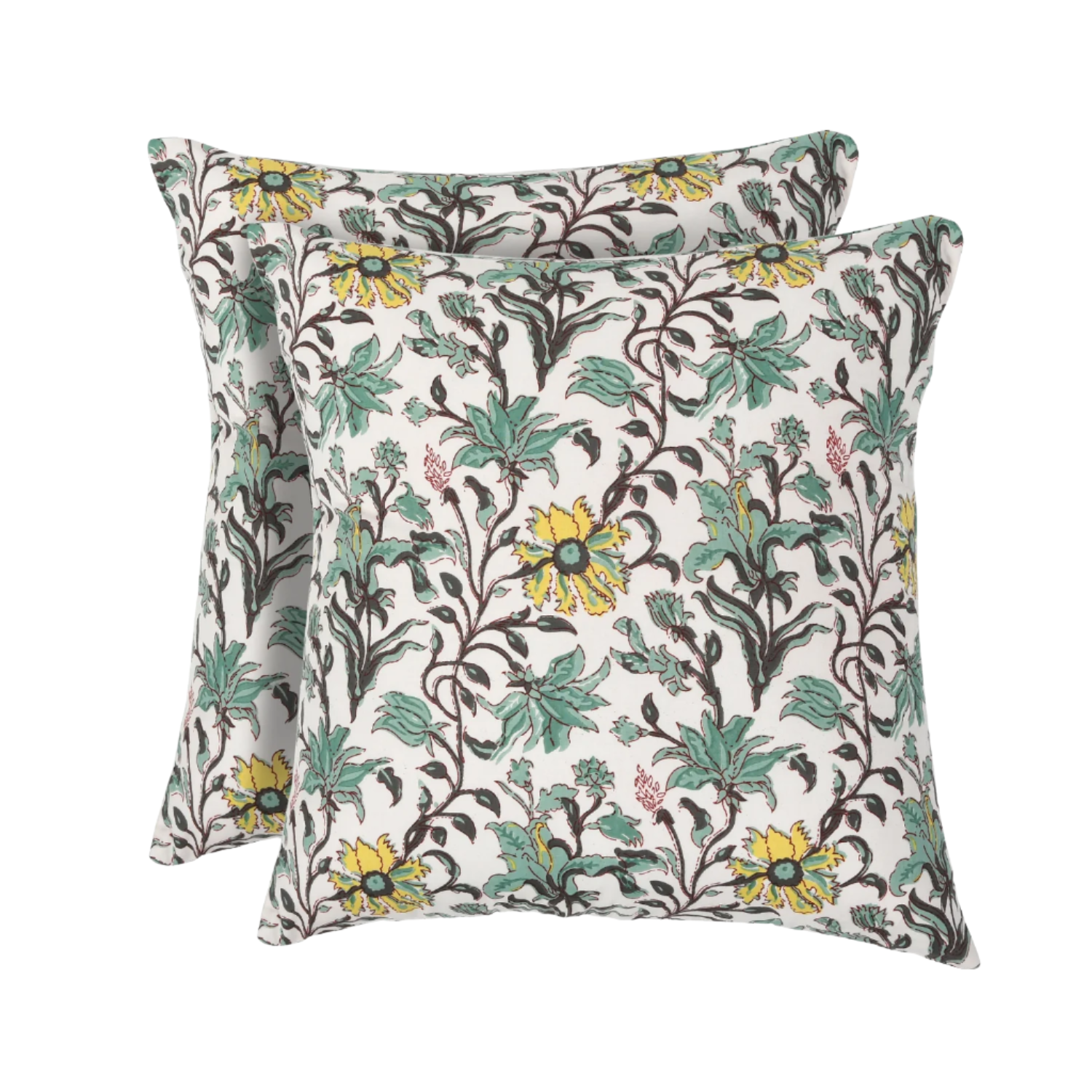 Boho cotton pillow covers set of 2 with hand-block printed patterns