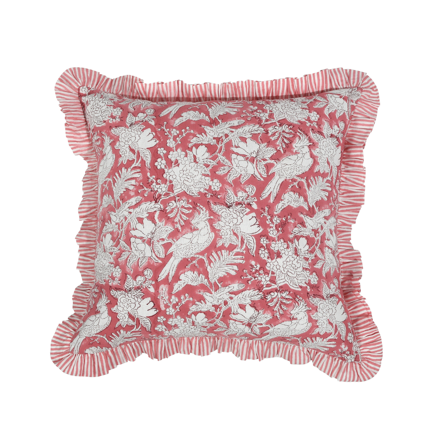 Ruffle Throw Pillow Covers -  Coral Pink