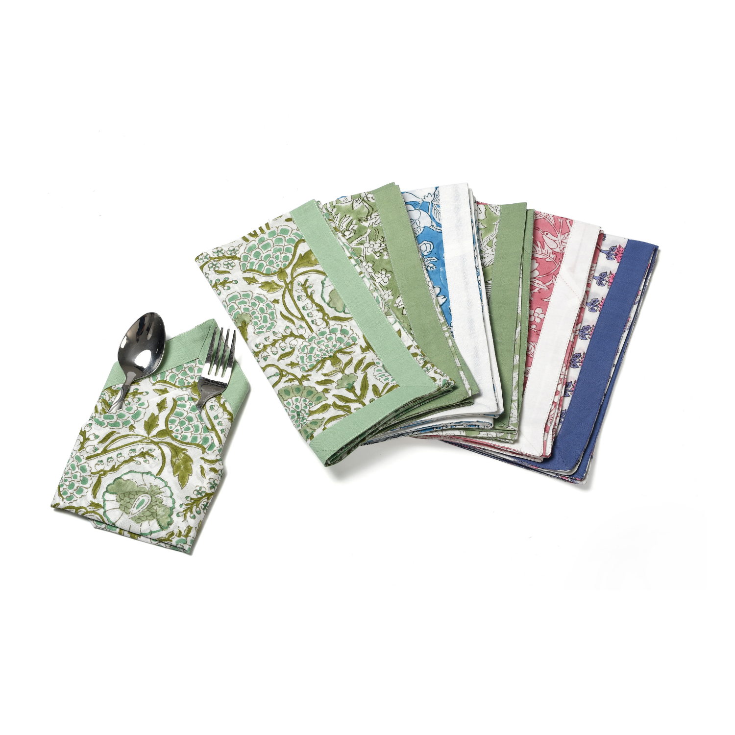 Cotton Cloth Napkins - Plain Border Mix