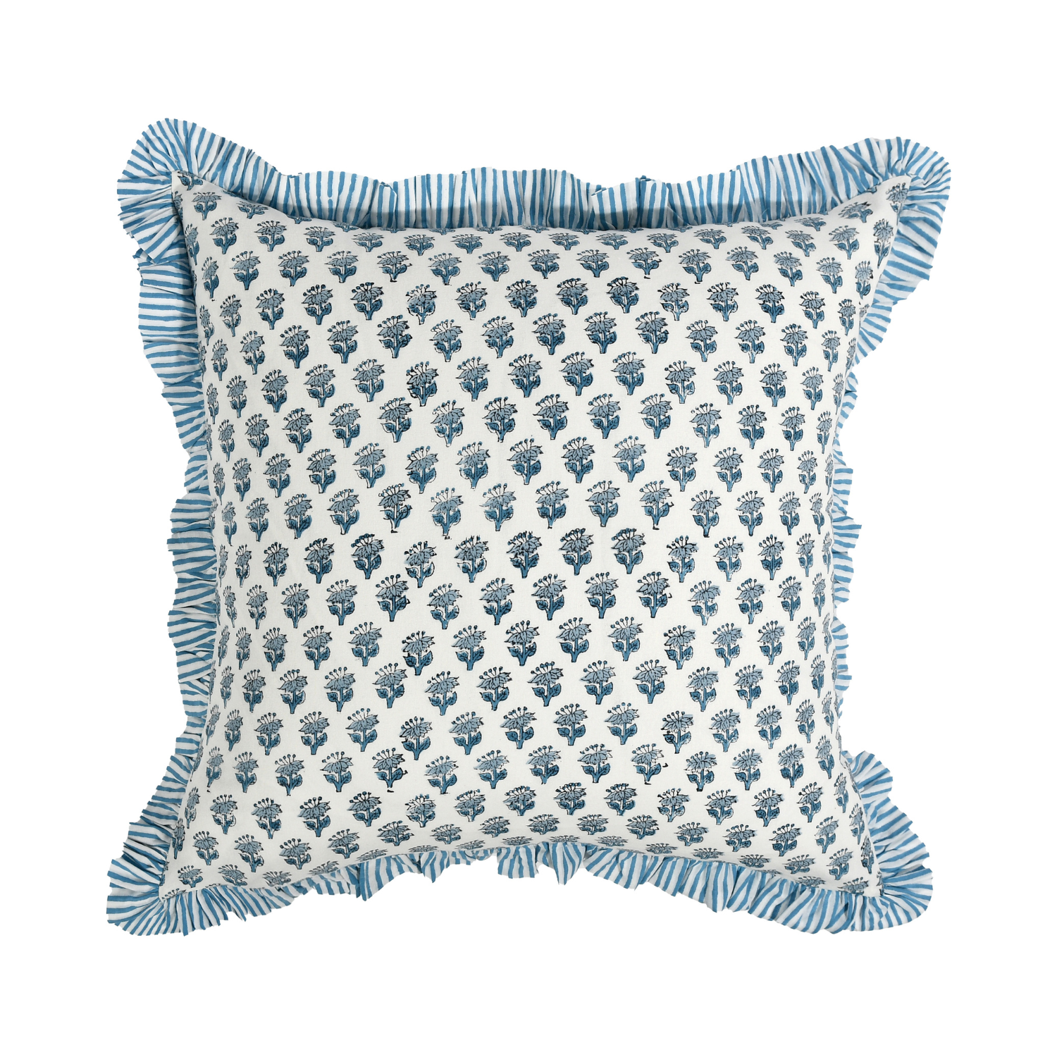 Ruffle Throw Pillow Covers -  Apatite Blue