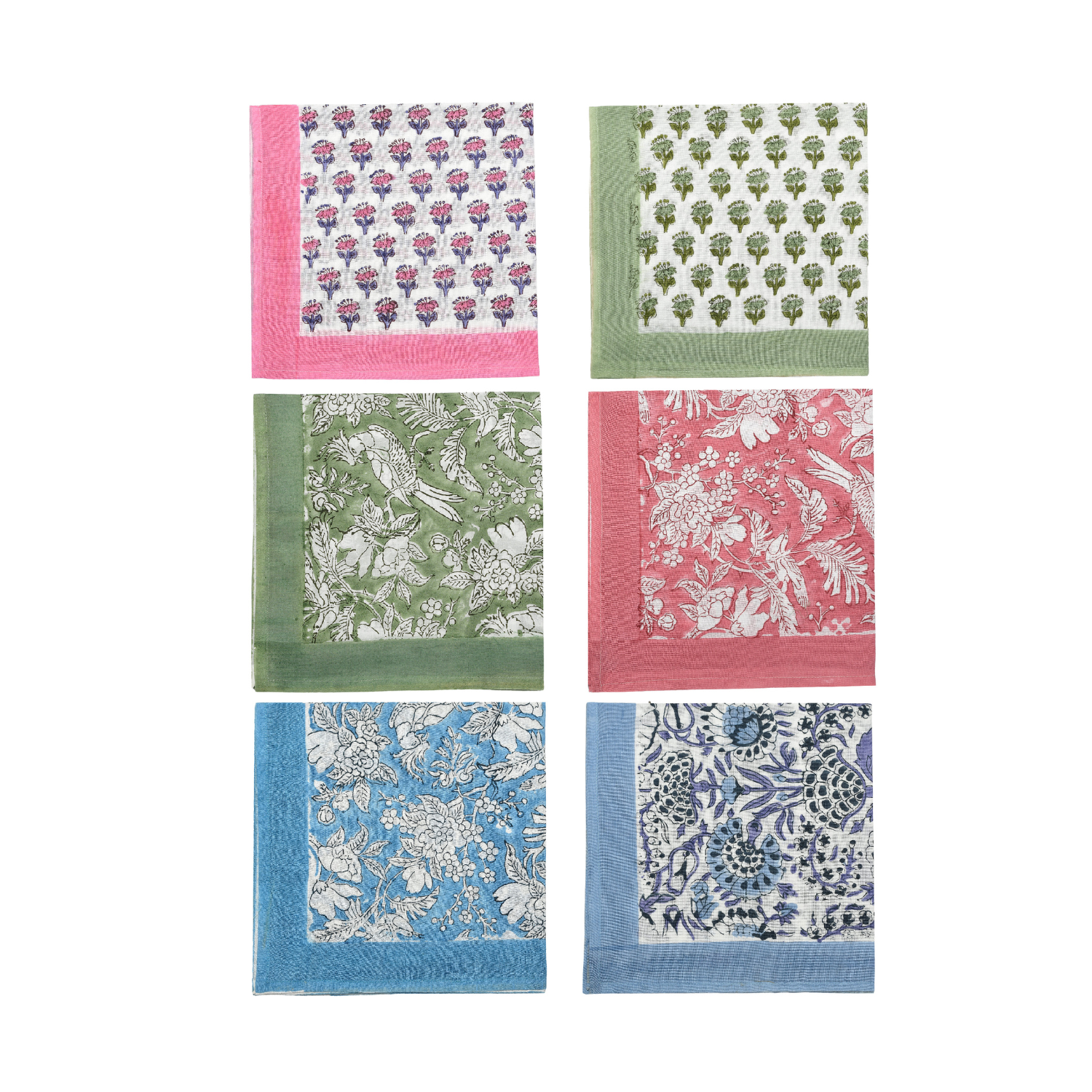 Cotton Cloth Napkins - Plain Border Mix