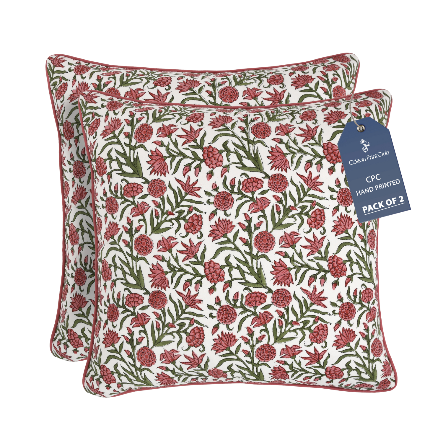 Piping Throw Pillow Covers - Red Garnet (Set of 2)