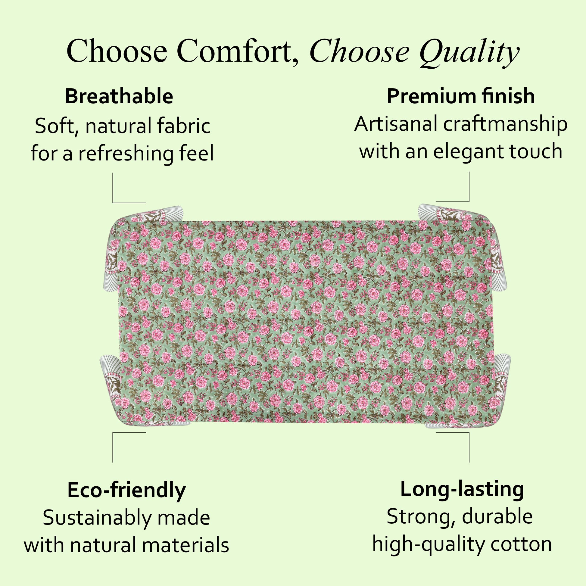 Pink Tourmaline Cotton Tablecloth on Farmhouse Table