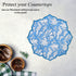 Close-up of embroidery on bold blue cotton placemat hand block printed