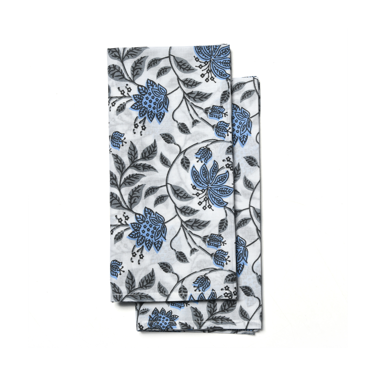 Cotton Cloth Napkins - White Blue