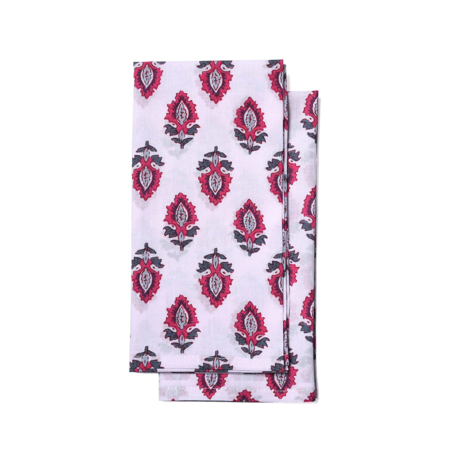 Cotton Cloth Napkins - White Maroon