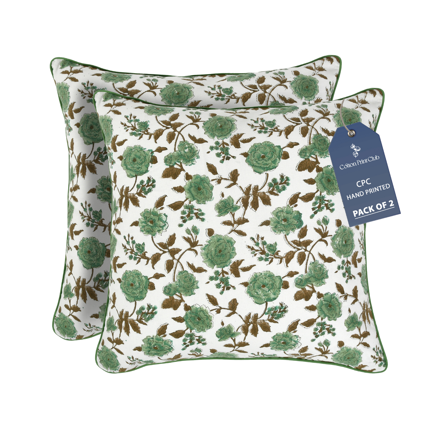 Piping Throw Pillow Covers - Fern Green (Set of 2)