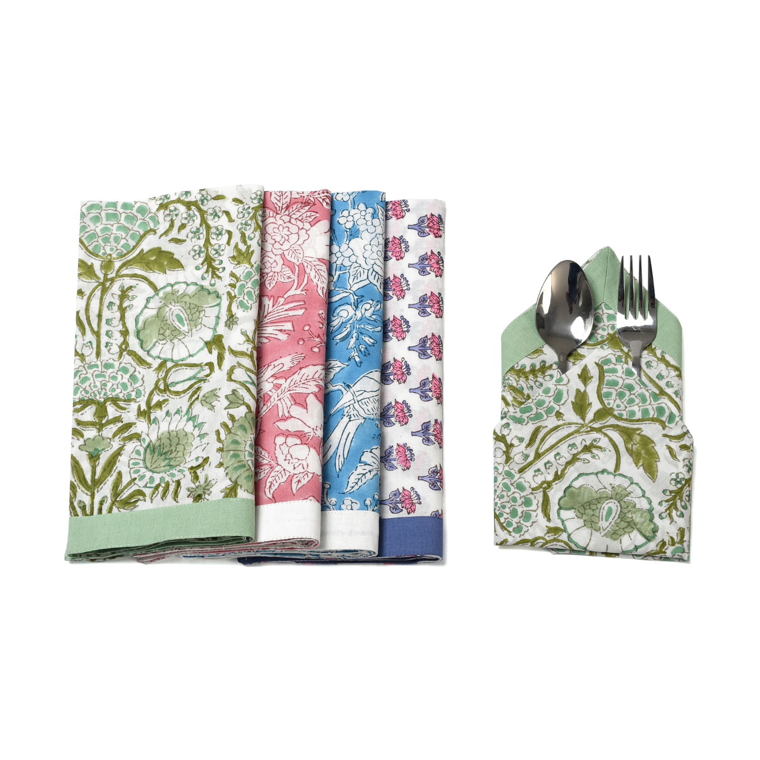 Cotton Cloth Napkins - Plain Border Mix