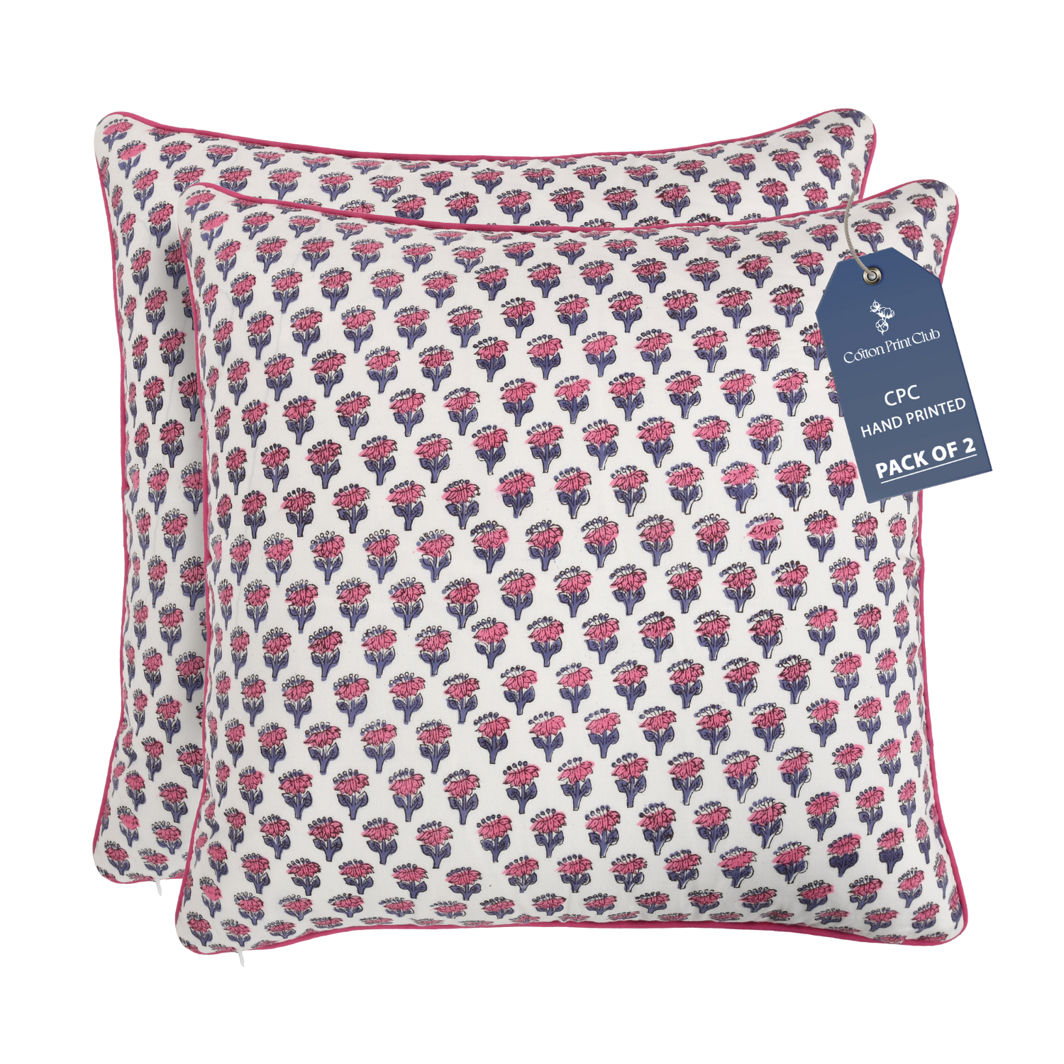 Piping Throw Pillow Covers - Pink Sapphire (Set of 2)
