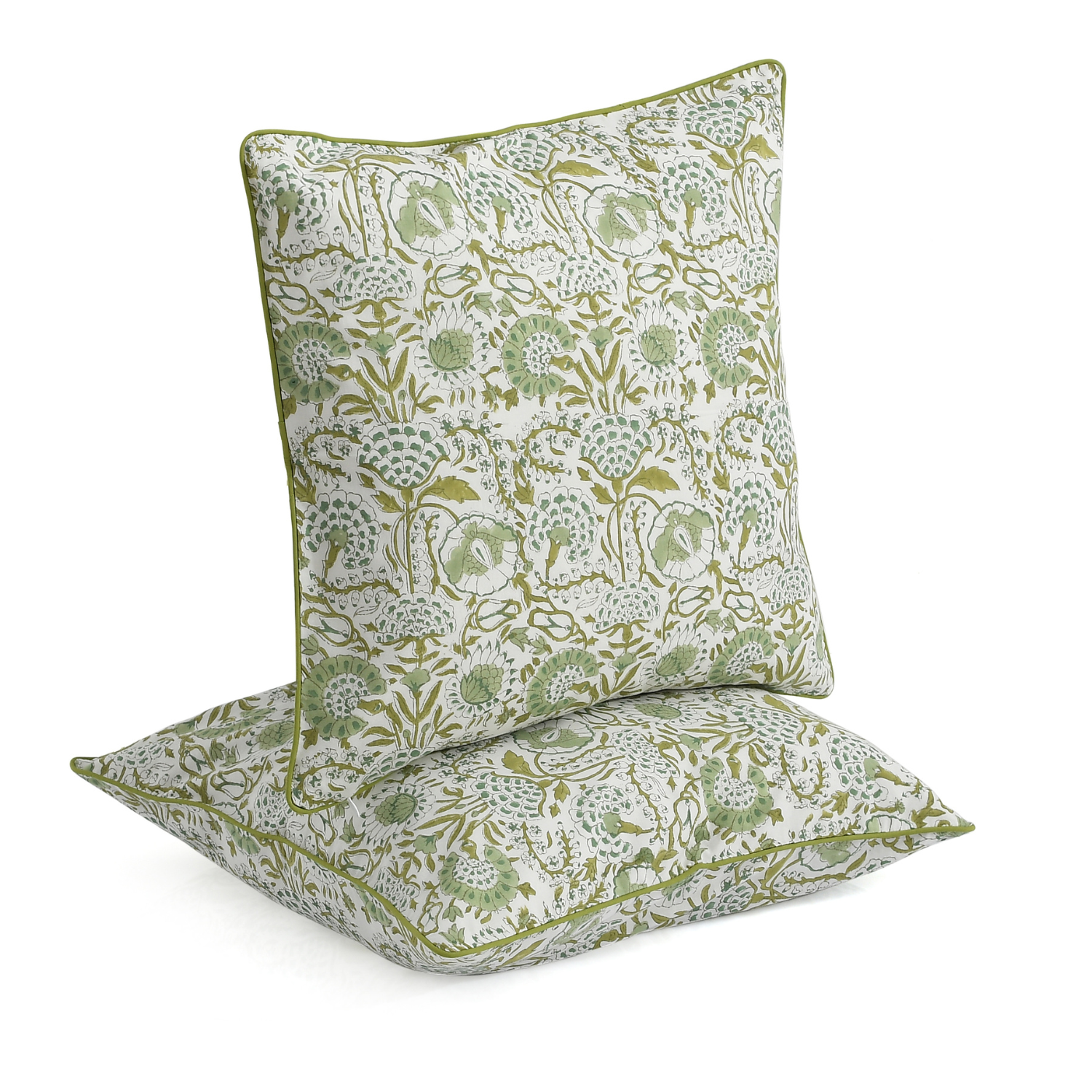 Piping Throw Pillow Covers - Agate Green (Set of 2)