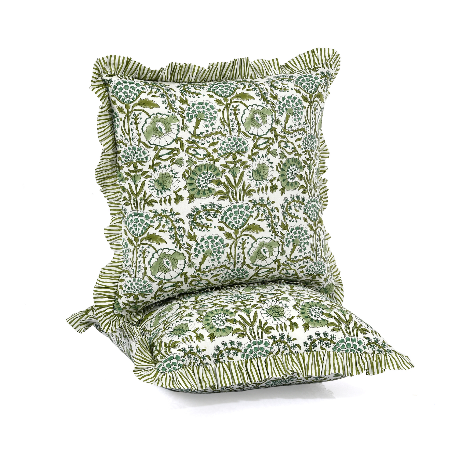 Ruffle Throw Pillow Covers -  Agate Green