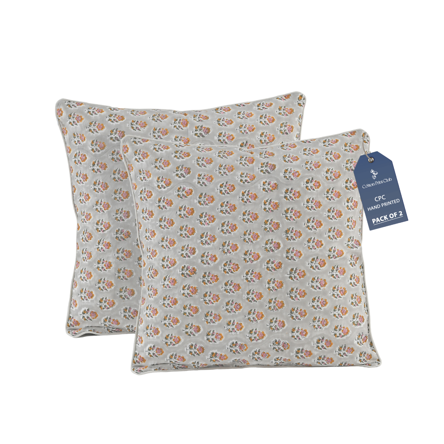 Piping Throw Pillow Covers - Labra Gray (Set of 2)