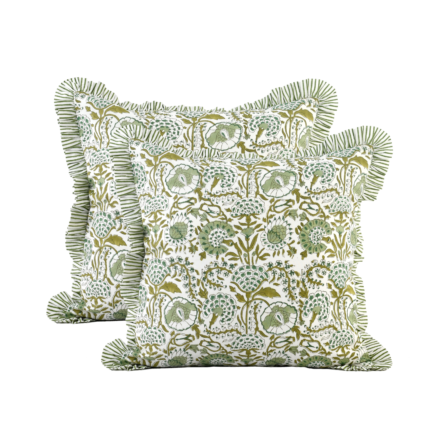 Ruffle Throw Pillow Covers -  Agate Green