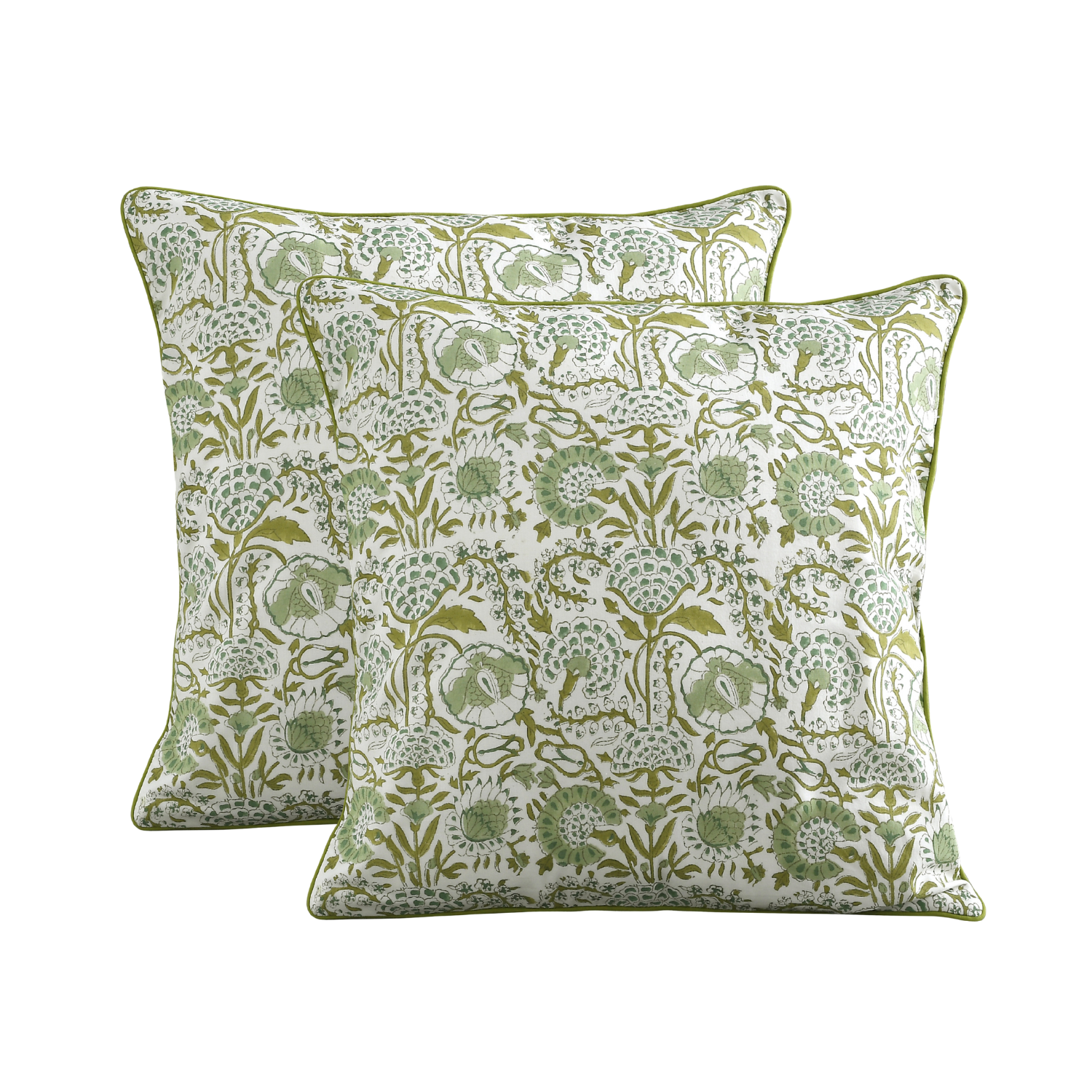 Piping Throw Pillow Covers - Agate Green (Set of 2)