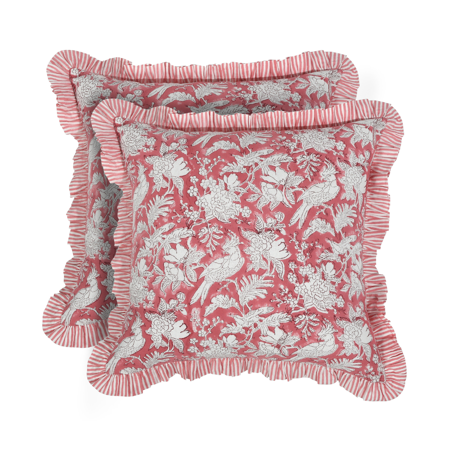 Ruffle Throw Pillow Covers -  Coral Pink