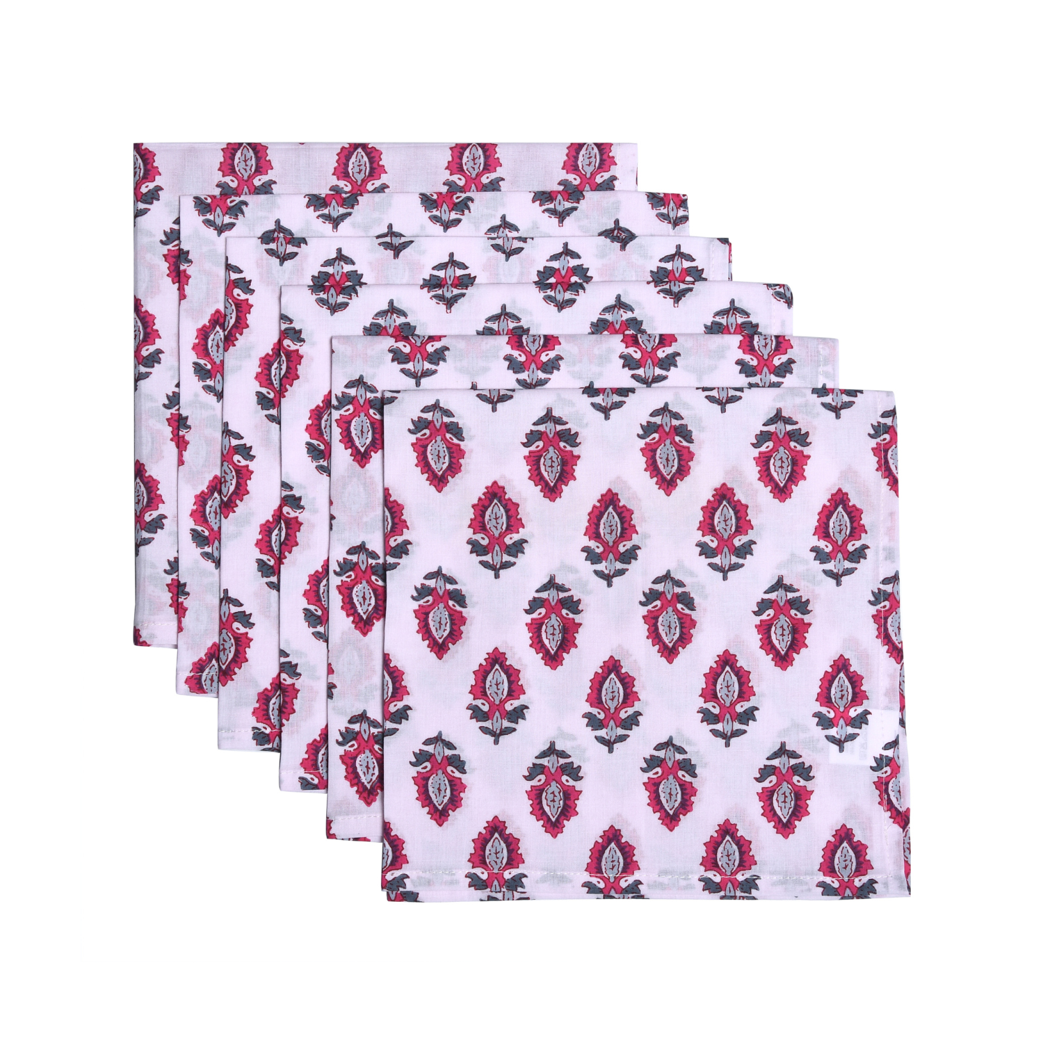 Cotton Cloth Napkins - White Maroon