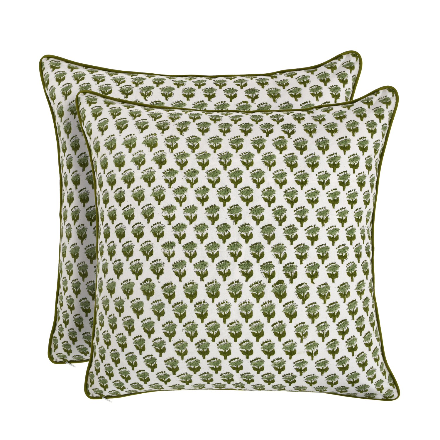 Piping Throw Pillow Covers - Emerald Green (Set of 2)