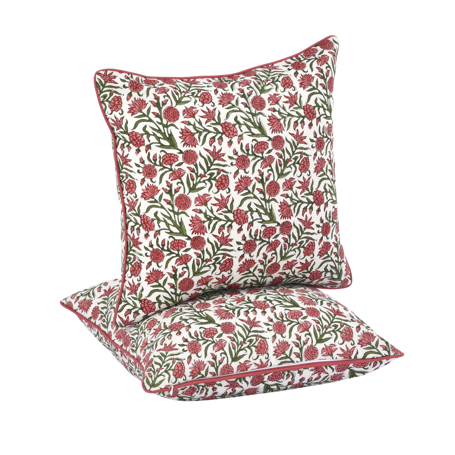 Piping Throw Pillow Covers - Red Garnet (Set of 2)