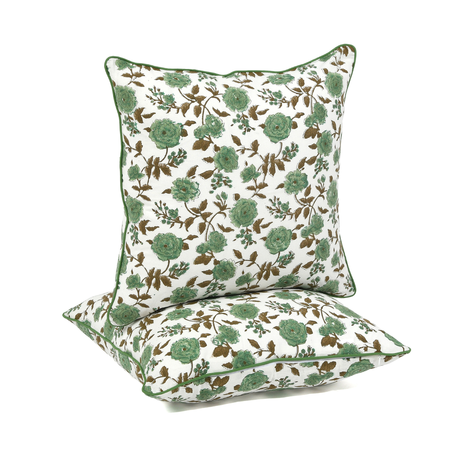 Piping Throw Pillow Covers - Fern Green (Set of 2)