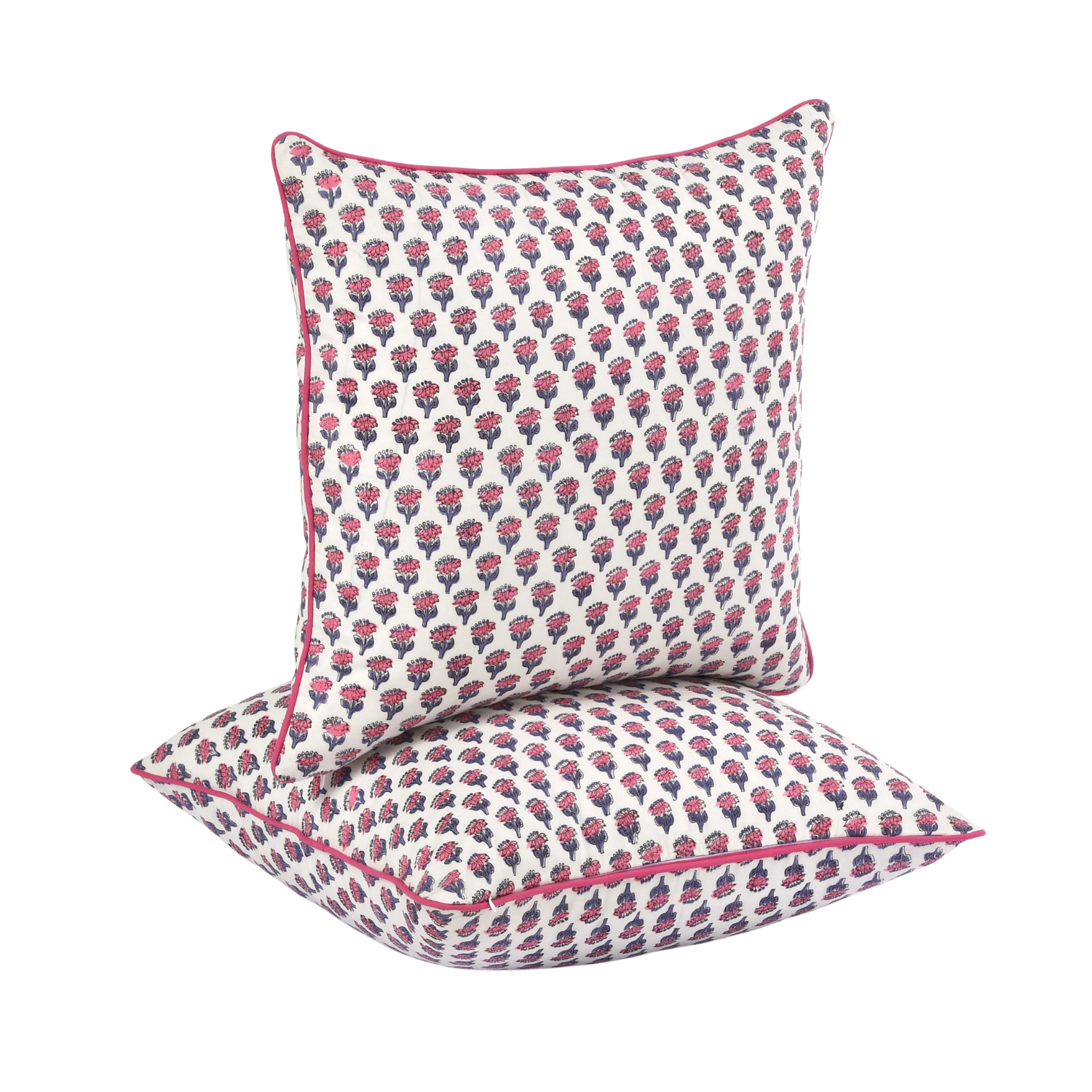 Piping Throw Pillow Covers - Pink Sapphire (Set of 2)