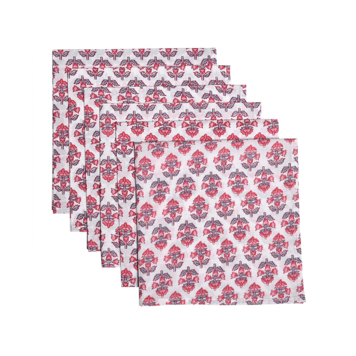 Cotton Cloth Napkins - Red and Gray